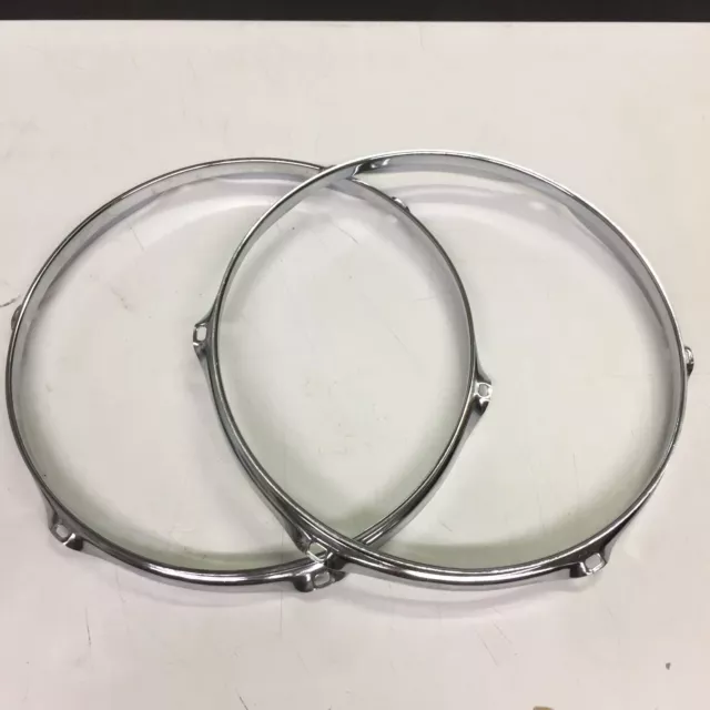 Drum Hardware Parts - Pair 12" - 6 Hole Chrome Drum Hoops - 1.9mm Triple Flange