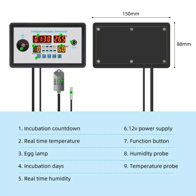 Egg Turning Incubator 360 Thermostat Thermostat Digital ZFX-W9002 Temperature 2