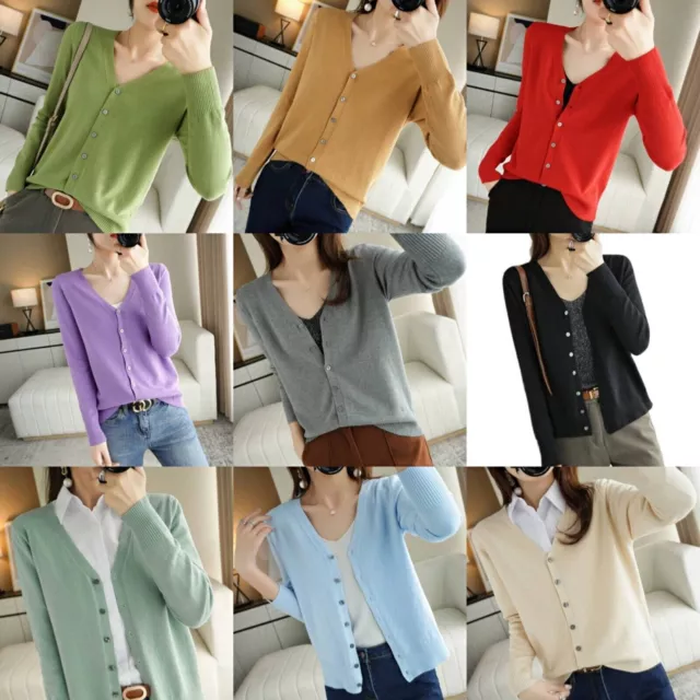 Womens Cardigan Long Sleeve Ladies Knitted Top Cardigans Outwear Size UK