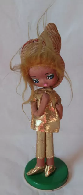 Kitsch Vintage Bradley Big Eye Doll - Gold Trouser Suit w/ Straw Hat