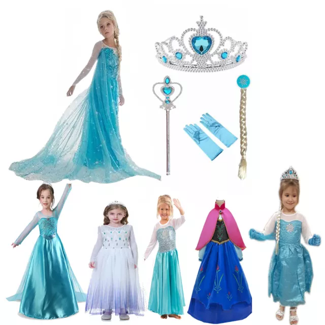Elsa Anna Girls Princess Dresses Frozen Cosplay Dress Child Costume Party Cloth