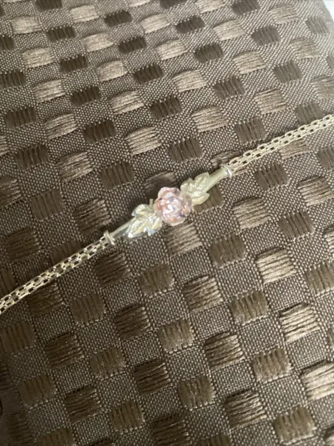 Vintage OR 14K Rose Gold Flower Sweetheart Petite Mesh Chain Bracelet 7" 2.4g