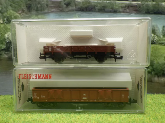 Fleischmann N vagón de borda alta + vagón de borda baja con embalaje original (QP) D1571