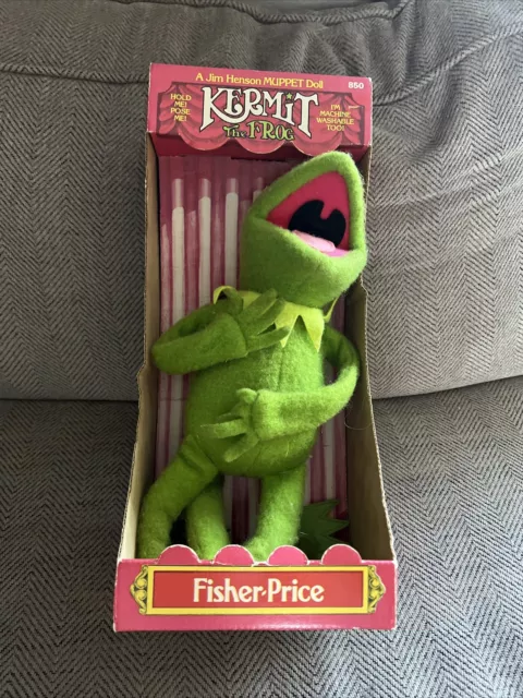 Vintage 1977 Kermit the Frog Fisher Price #850 Jim Henson Muppets Plush W Box