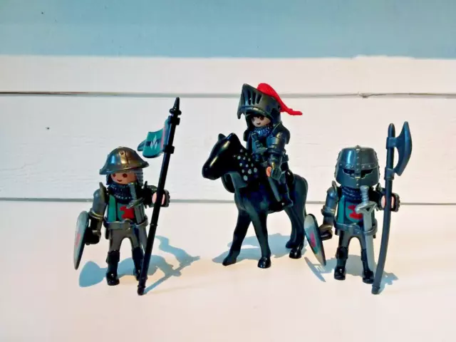 Playmobil Lot Chevaliers De L’aigle Rouge Équipé /Château Médiéval