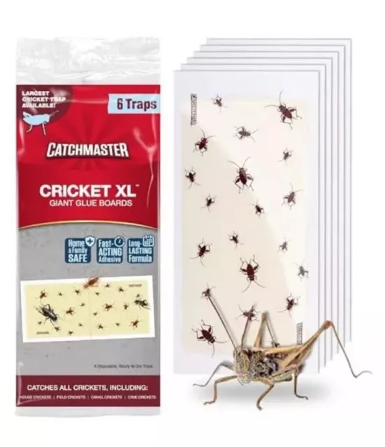 Catchmaster Cricket XL Giant Glue Boards 6Pack Traps Ready-to-Use Disposable