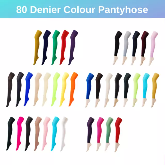 Colourful Womens 80 Denier Opaque Colour Stockings Hosiery Tight Leggings Colour