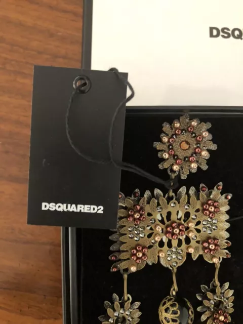New DSQUARED2 Bronze And Bead Hanging Earrings. 2