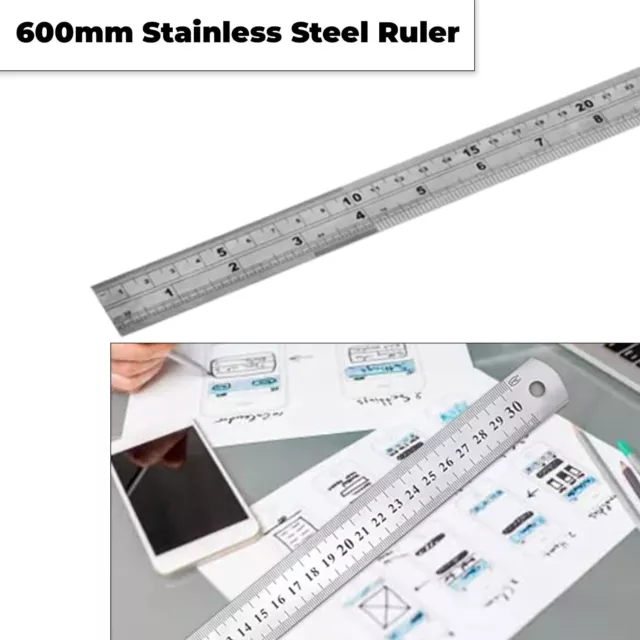 Stainless Steel Ruler Metric & Imperial 24" 60cm 600mm Engineers Ruler