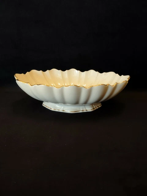 11” Lenox SYMPHONY Oval Footed Serving Dish Bowl Centerpiece Scalloped Fluted