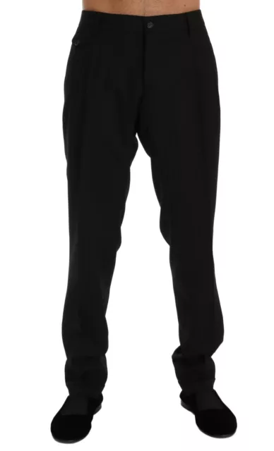 DOLCE & GABBANA Pants Black Striped Wool Stretch Trouser s. IT54 / W40 RRP $400