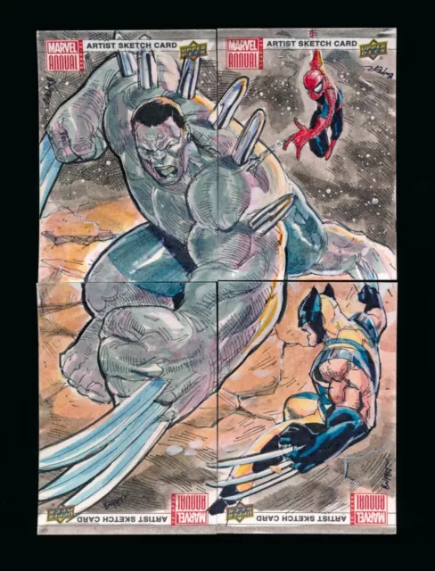 2020-21 Marvel Annual 4-Piece Puzzle Sketch by Bnfer Wolverine Spider-Man Hulk