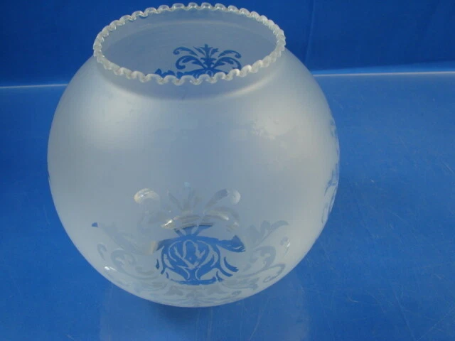 7" Venicia Satin Etched Ball Glass Lamp Light Shade Floral Scene 2 3/4" Fitter 11