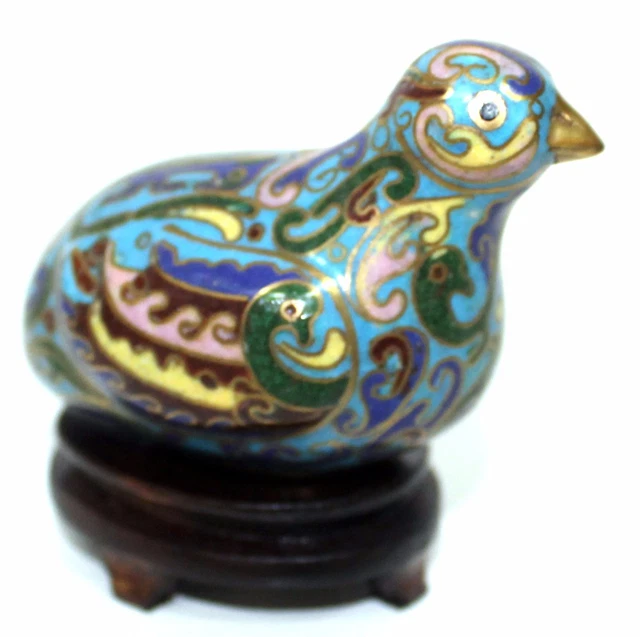 CHINE, oiseau en cloisonné, sur socle.