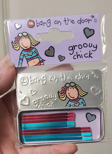 BANG ON THE Door Groovy Chick Set Of 8 Hair Clips & Cute Tin 2001 ...