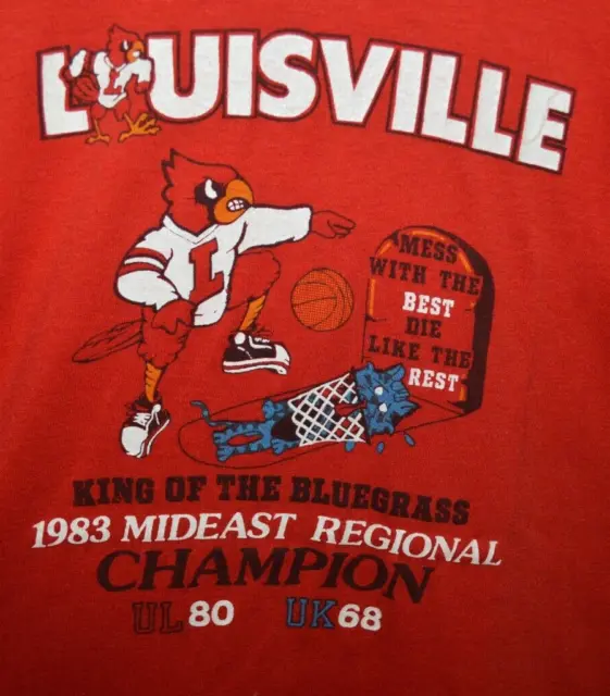 VTG 80s 1983 Louisville Cardinals Kentucky Wildcats SLIM ADULT SMALL T-Shirt