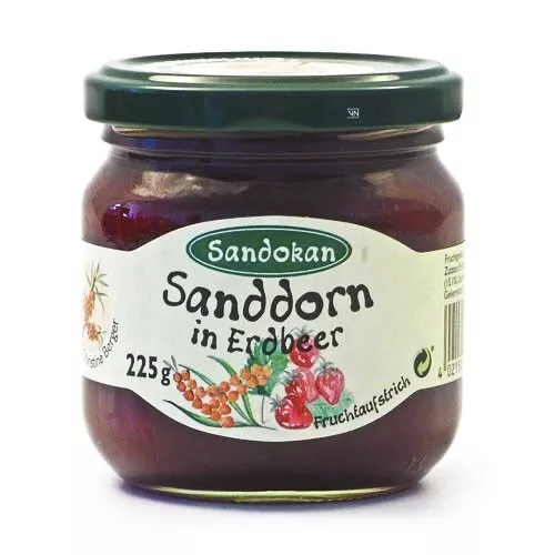 (24,84€/1kg) Sanddorn in Erdbeer - von Sandokan (Fruchtaufstrich / 225 g)