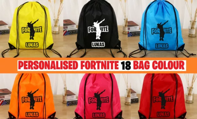 FORTNITE Bag Custom Name Sport Drawstring School PE Dance Girl Boy Backpack GYM