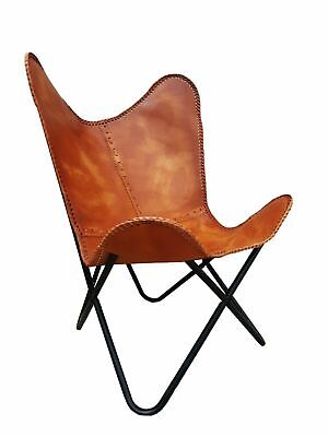 Handmade Retro Vintage Leather Butterfly Chair Sleeper Seat Folding Arm Chair
