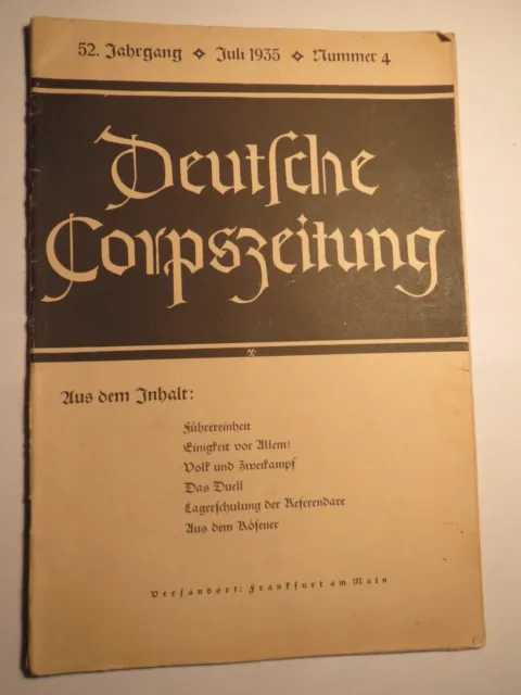 Deutsche Corpszeitung - DCZ - 1935 Nr. 4 - KSCV / Studentika