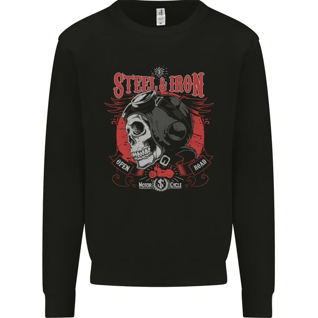 Steel & Iron Motorcyle Biker Motorbike Mens Sweatshirt Jumper
