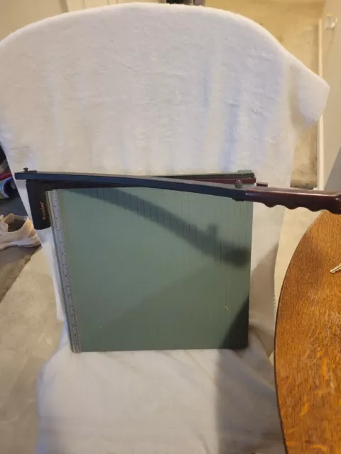 Vintage Green Premier Heavy-Duty Paper Cutter 16x16" Guillotine Wooden, crafting