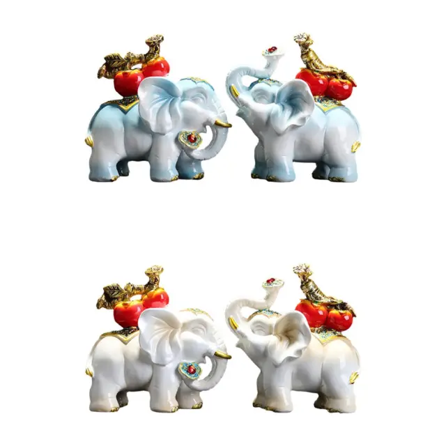 2 Stück Elefanten Statue aus Kunstharz, Elefanten Skulptur, Desktop Ornament,