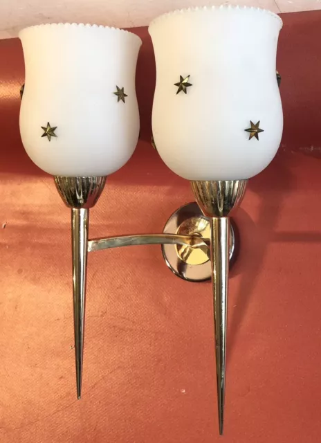 Paire d’appliques  en laiton doré Arlus vintage 60’ fabrication française