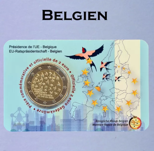 2 Euro Gedenkmünze Belgien 2024 "EU-Ratspräsidentschaft" original coincard