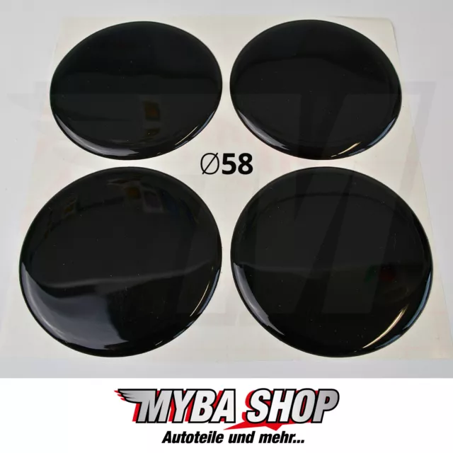 4x Adhesivo de Silicona Con ∅= 58mm Para Ejes Gorras / Emblema Pegatina en Negro