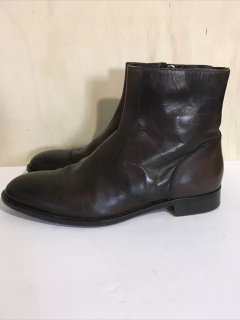 Paul Smith Chelsea Side Zip Up Boots Brown Sz 10