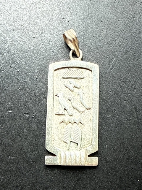 ANCIEN PENDENTIF CARTOUCHE Egyptien En Argent Massif EUR 24,90 - FR