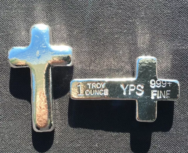 1 oz Hand Poured 999 Silver Bullion Bar "Cross" by YPS - Yeager's Poured Silver