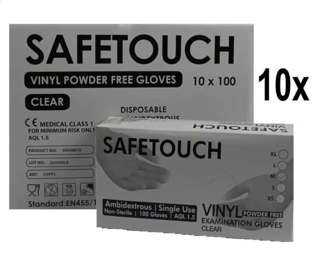 Box of 1000 Powder Free Disposable-Clear Vinyl Gloves Latex Free Medical Grade