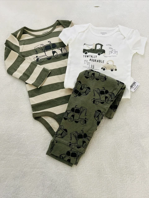 New Baby boy Infant Carter's 3 pc Set Pants Short & Long Sleeve Bodysuit Outfit