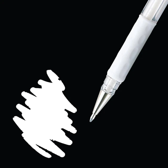 0.8 MM TIP Hybrid Pastel Ink Gel Grip Pen - White (Pack of 12 Pens ...