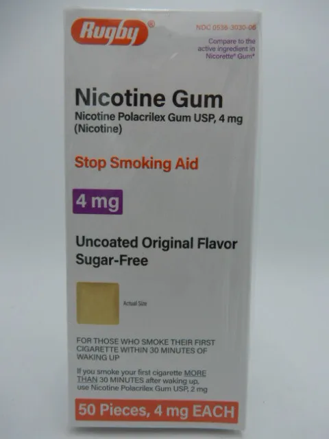 Goma de nicotina de rugby 4 mg, sin recubrimiento original sin azúcar 50 piezas 300536303006VL