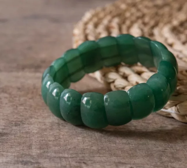 magnifique Bracelet en Aventurine. pierre naturelle.Perle allongée.Lithotherapie