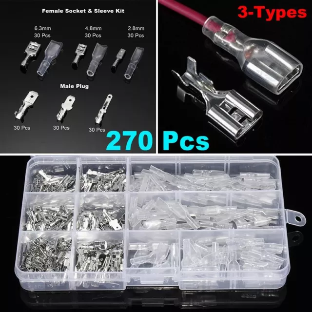 Car Electrical Wire Crimp Bullet Male Female Spade Connector Terminal Clip Kit