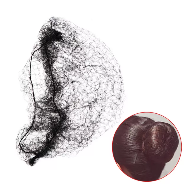 100x Filets à cheveux invisibles noirs Élastique Bord Mesh Hairnet Stretch 3