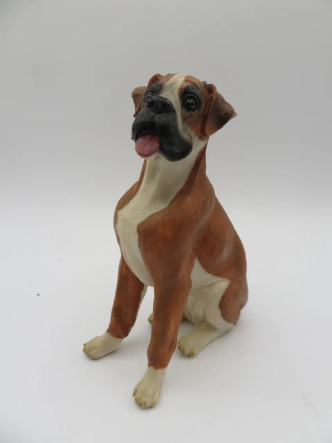Boxer Figurine Hand Painted Uncropped Fawn - Chalkware