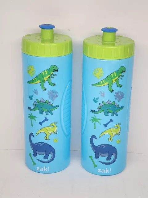 2 Water Bottles Kids ZAK Dinosaurs Pull Top 25 Fl Oz New Dino Boy