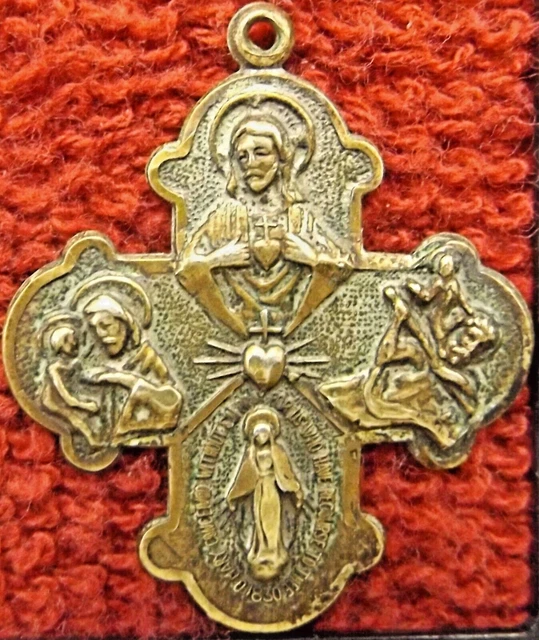 Vintage Creed Sterling 4 Way Cross Medal Pendent I'm a Catholic Call A Priest
