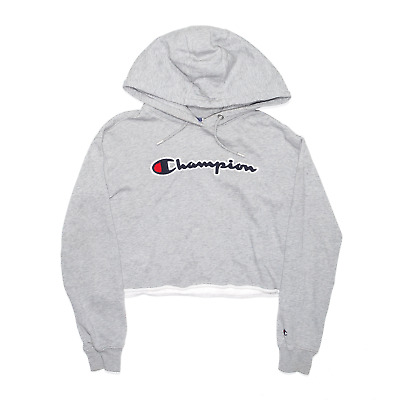 CHAMPION Sports Cropped Grey Pullover Hoodie Womens XS
