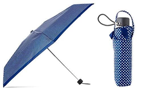 Micro Mini Manual Compact Umbrella, NeverWet technology (Navy Polka Dot)
