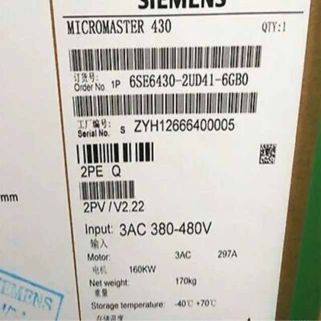 New Siemens 6SE6430-2UD41-6GB0 6SE64302UD416GB0 MICROMASTER430 without filter