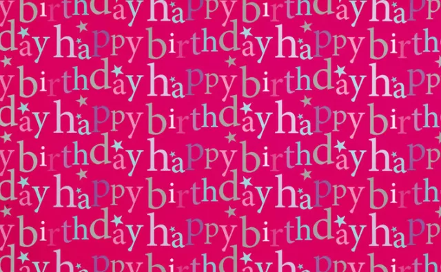 Hot Pink Birthday Girl Rainbow Wrapping Paper - 1 Sheet with