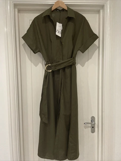 zendaya green corset dress Boden Women's Ivy Placket Linen Midi Dress in Green main image 0