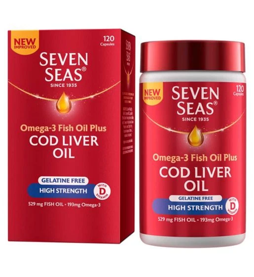 SEVEN SEAS Gelatine Free High Strength Cod Liver Oil +Omega3 120