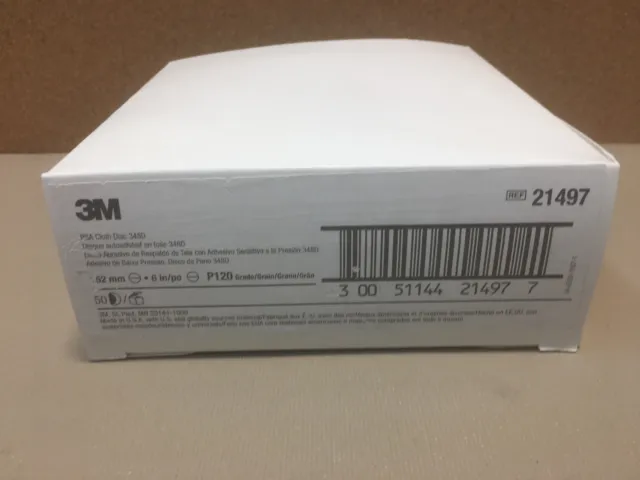 3M 348D PSA Cloth Discs P120 Grade 6 inch diameter Box of 50 #21497